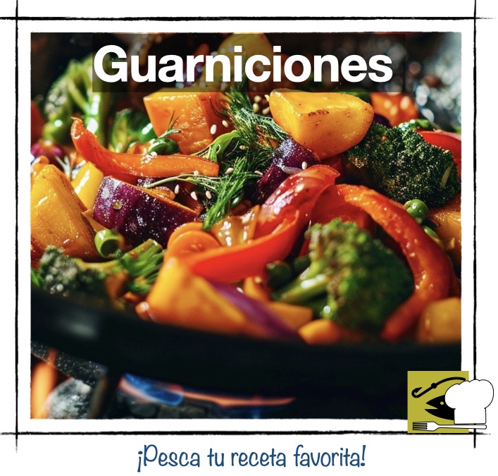 Vegetales salteados de colores (brócoli, pimientos y zanahoria) cocinándose. Miniatura de categoría de Guarniciones para pescado en Pescandorecetas.com.