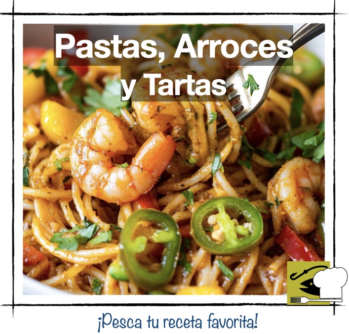 Plato de pasta con camarones y chiles frescos. Miniatura de categoría de Pastas, Arroces y Tartas con Pescado y Marisco en Pescandorecetas.com.