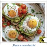 Tosta de aguacate machacado con huevo frito pimenton de la vera y tomates cherry.