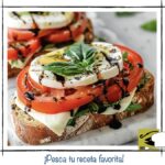 Tosta de tomate y mozzarella Caprese con albahaca fresca y crema de vinagre balsámico